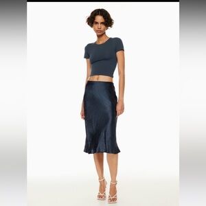 Aritzia Babaton Navy Slip Skirt